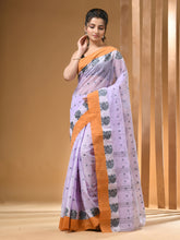 Load image into Gallery viewer, Lavender Pure Cotton Tant Saree With Woven Designs