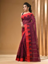 Load image into Gallery viewer, Magenta Pure Cotton Tant Saree With Woven Designs