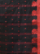 Load image into Gallery viewer, Black Pure Cotton Tant Saree With Woven Designs