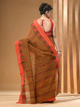 Load image into Gallery viewer, Brown Pure Cotton Tant Saree With Woven Designs