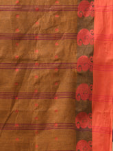 Load image into Gallery viewer, Brown Pure Cotton Tant Saree With Woven Designs