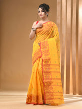 Load image into Gallery viewer, Yellow Pure Cotton Tant Saree With Woven Designs