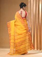 Load image into Gallery viewer, Yellow Pure Cotton Tant Saree With Woven Designs