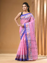 Load image into Gallery viewer, Bubblegum Pink Pure Cotton Tant Saree With Woven Designs