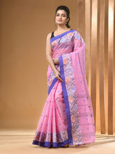 Load image into Gallery viewer, Bubblegum Pink Pure Cotton Tant Saree With Woven Designs
