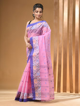 Load image into Gallery viewer, Bubblegum Pink Pure Cotton Tant Saree With Woven Designs