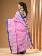 Load image into Gallery viewer, Bubblegum Pink Pure Cotton Tant Saree With Woven Designs