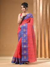 Load image into Gallery viewer, Crimson Red Pure Cotton Tant Saree With Woven Designs
