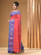 Load image into Gallery viewer, Crimson Red Pure Cotton Tant Saree With Woven Designs
