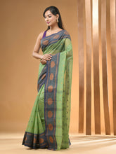 Load image into Gallery viewer, Pistachio Green Pure Cotton Tant Saree With Woven Designs