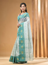 Load image into Gallery viewer, Mint Green Pure Cotton Tant Saree With Woven Designs