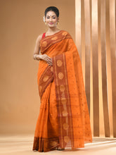 Load image into Gallery viewer, Light Orange Pure Cotton Tant Saree With Woven Designs