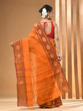 Load image into Gallery viewer, Light Orange Pure Cotton Tant Saree With Woven Designs
