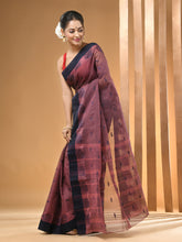 Load image into Gallery viewer, Purple Pure Cotton Tant Saree With Woven Designs