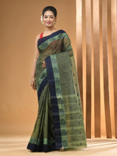 Load image into Gallery viewer, Sap Green Pure Cotton Tant Saree With Woven Designs