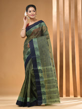 Load image into Gallery viewer, Sap Green Pure Cotton Tant Saree With Woven Designs