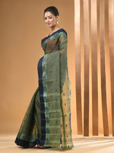 Load image into Gallery viewer, Sap Green Pure Cotton Tant Saree With Woven Designs