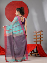 Load image into Gallery viewer, Sea Green Cotton Blend Soft Saree With Kantha Style