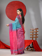 Load image into Gallery viewer, Sea Green Cotton Blend Saree With Sequins Work