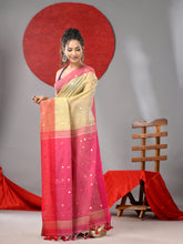 Load image into Gallery viewer, Yellow Cotton Blend Soft Saree With Sequins Work