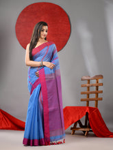 Load image into Gallery viewer, Sky Blue Cotton Blend Soft Saree With Kantha Style