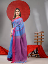 Load image into Gallery viewer, Sky Blue Cotton Blend Soft Saree With Kantha Style