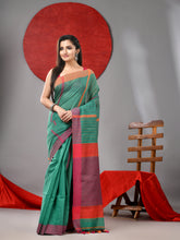 Load image into Gallery viewer, Green Cotton Blend Soft Saree With Kantha Style