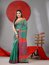 Load image into Gallery viewer, Green Cotton Blend Soft Saree With Kantha Style