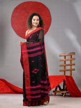 Load image into Gallery viewer, Black Cotton Handspun Saree With Woven Designs