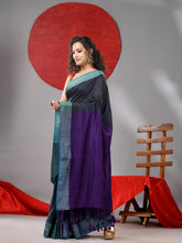 Load image into Gallery viewer, Grey And Purple Half & Half Cotton Soft Saree With Zari Border