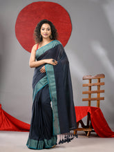 Load image into Gallery viewer, Grey Cotton Soft Saree With Zari Border