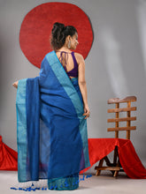 Load image into Gallery viewer, Blue Cotton Soft Saree With Zari Border