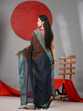 Load image into Gallery viewer, Brown And Dark Grey Half & Half Cotton Soft Saree With Zari Border