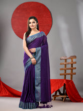 Load image into Gallery viewer, Purple Cotton Soft Saree With Zari Border