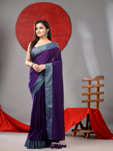 Load image into Gallery viewer, Purple Cotton Soft Saree With Zari Border