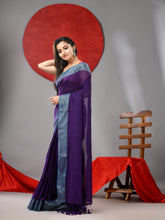 Load image into Gallery viewer, Purple Cotton Soft Saree With Zari Border