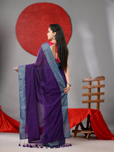 Load image into Gallery viewer, Purple Cotton Soft Saree With Zari Border