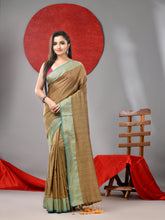 Load image into Gallery viewer, Beige Cotton Soft Saree With Zari Border