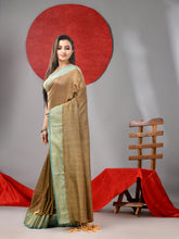 Load image into Gallery viewer, Beige Cotton Soft Saree With Zari Border