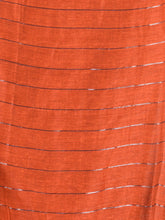 Load image into Gallery viewer, Orange Cotton Soft Saree With Stripe Designs