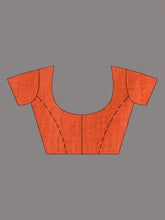 Load image into Gallery viewer, Orange Cotton Soft Saree With Stripe Designs