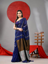 Load image into Gallery viewer, Blue Cotton Soft Saree With Stripe Designs