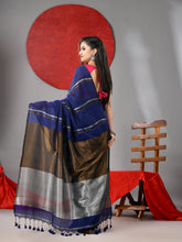 Load image into Gallery viewer, Blue Cotton Soft Saree With Stripe Designs