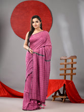 Load image into Gallery viewer, Lilac Cotton Soft Saree With Stripe Designs