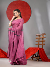 Load image into Gallery viewer, Lilac Cotton Soft Saree With Stripe Designs