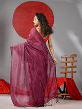Load image into Gallery viewer, Magenta Cotton Soft saree With Check Designs
