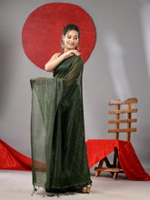 Load image into Gallery viewer, Green Cotton Soft saree With Check Designs