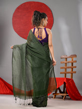 Load image into Gallery viewer, Green Cotton Soft saree With Check Designs