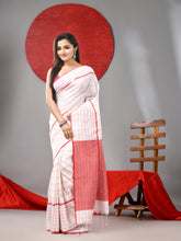 Load image into Gallery viewer, White Cotton Soft Saree With Checked Box Designs