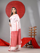 Load image into Gallery viewer, White Cotton Soft Saree With Checked Box Designs